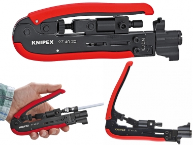 KNIPEX 974020SB szczypce praska do kabli złącza F, BNC i RCA
