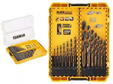 DeWALT DT70755 TOUGH CASE wiertła do metalu czarno-złote HSS-G x21 zestaw