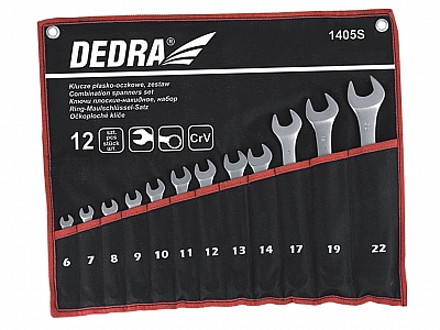 DEDRA 1405S klucze płaskooczkowe 6-22mm x12 zestaw pokrowiec