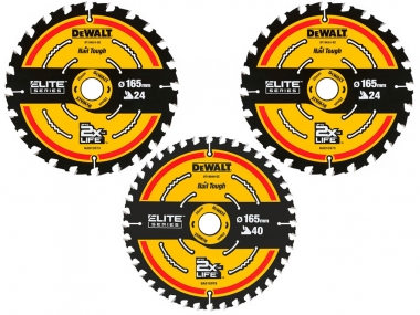 DEWALT DT10397 tarcza piła drewno 165mm / 20mm x3 zestaw