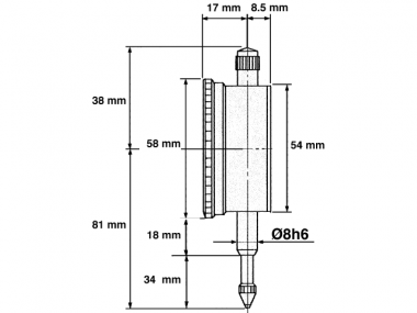 LIMIT 119110203 czujnik zegarowy 0-25mm 0,01mm 58mm
