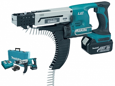 MAKITA DFR550RFE wkrętarka z magazynkiem do płyt G/K 18V 2x3,0Ah