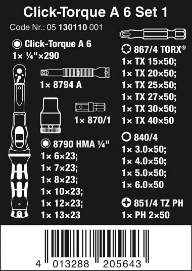 WERA 05130110001 klucz dynamometryczny 1/4 2,5-25 Nm