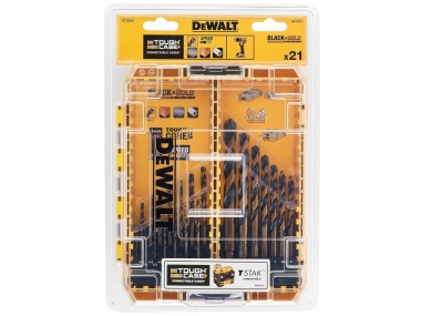 DeWALT DT70755 TOUGH CASE wiertła do metalu czarno-złote HSS-G x21 zestaw